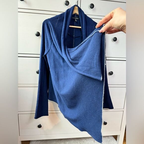 Banana Republic cashmere blend XS/S Blue Cardigan Shrug Luxury Wool Roll Sleeves - Picture 12 of 17